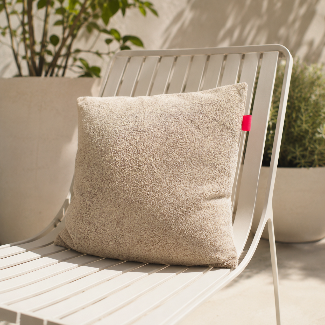 Kissen Frottee - Sand / Pink