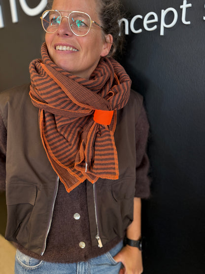 Tuch Musselin -  Stripe Mocca