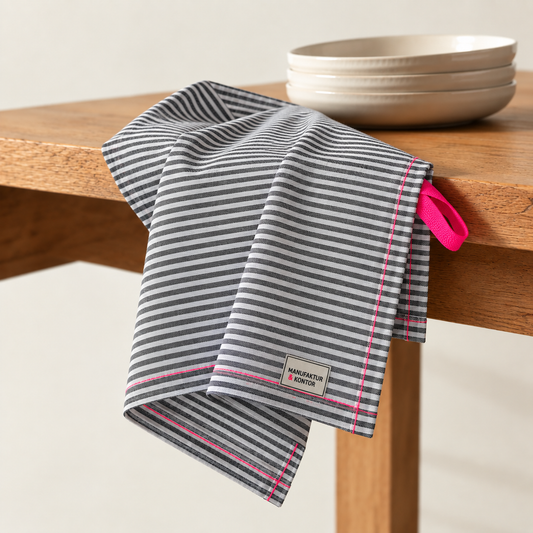 Geschirrtuch BW-Leinen Mix – Grau Stripes