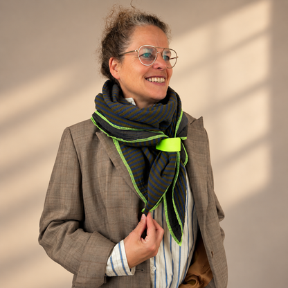 Tuch Musselin Stripe - Dunkelblau