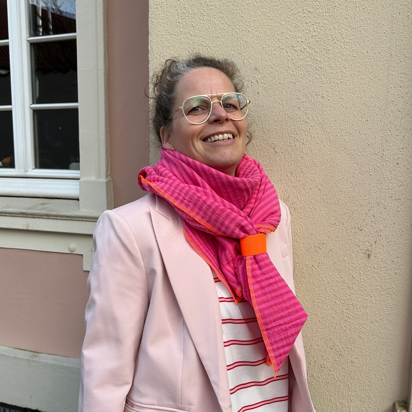 Tuch Musselin - Stripe Pink